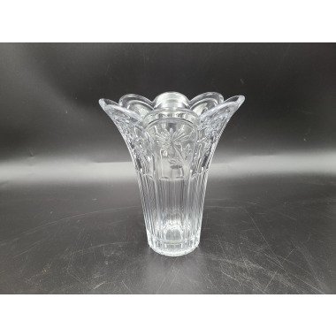 Klare Kristall Glas Blume Vase Rüschen Rand