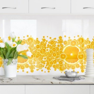 Küchenrückwand Kulinarisch Retro Orange Pattern