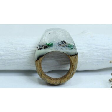 Natürliche Schmuck Holz-Ring Für Frauen Leuchten Ring Holz Zubehör Berg