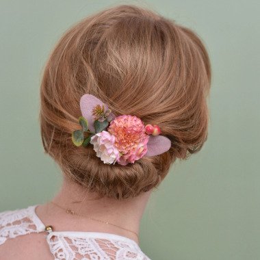 Rosa Und Weiße Blumen Haarspange | Seidenblumen