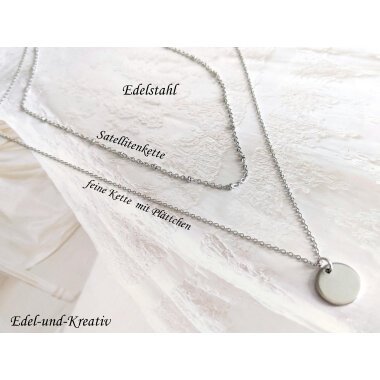 Stapelkette-Layer Halskette, Silber Edelstahl, Mehrreihige Silberkette