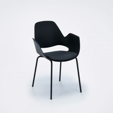 Stuhl mit Armlehne FALK schwarz powder coated metal karbongrau