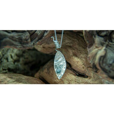 Von Der Natur Inspiriert Silber-/Aquamarin-Blatt An Zarter Silberkette