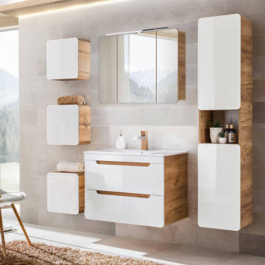 Badezimmer Komplettset in Hochglanz weiß