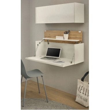 Büromöbel Set Center in weiß und Eiche Wotan 100 cm