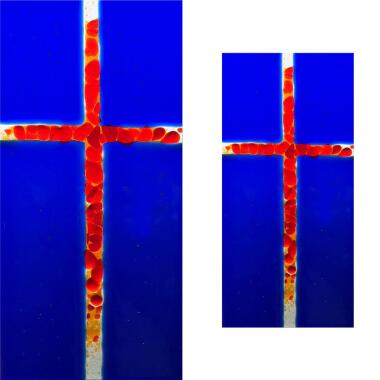 Glas Element für Grabstein & Rechteckiges Glaselement Kreuz mit Textur
