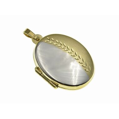 Gold 585 Medaillon oval mattiert poliert