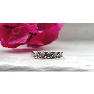 Gold-Verlobungsring aus Weißgold & Zarte Grobe Rosa Diamant-Ring Ungeschnittene