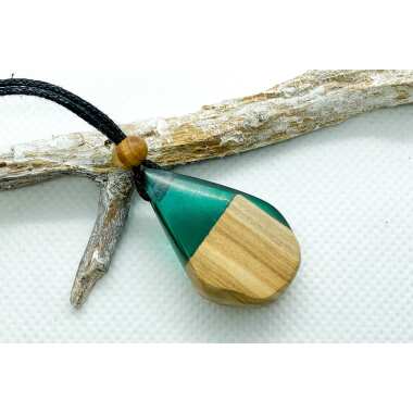 Halskette Olivenholz Resin Handmade Handgefertigt Selbstgemacht Aus Harz