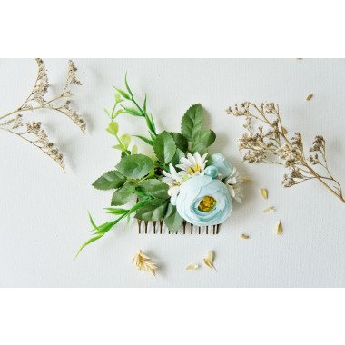 Hochzeit Haar-Kamm, Blau Braut Kamm, Blumen