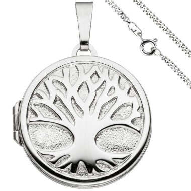 Medaillon Anhänger Baum des Lebens Weltenbaum rund 925 Silber mit Kette