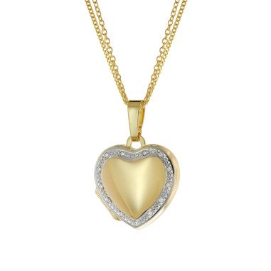 Medaillon-Kette in Gold & trendor 15644 Halskette mit Herz-Medaillon Gold auf Silber 925