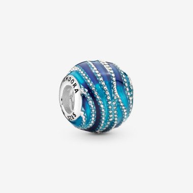 PANDORA Blaue Welle Charm, Emaille, Sterling-Silber