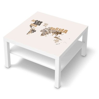 Selbstklebende Folie IKEA Lack Tisch 78x78 cm Design: World Map Braun