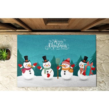 Weihnachten Schneemänner B39 x L59 cm Rutschfeste Türmatte für draußen