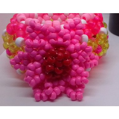 3D Kandi Manschetten Armband Mit Rosa Blume