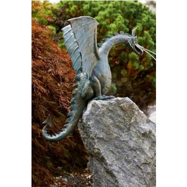 Bronzeskulptur Drachenvogel Saphira, wasserspeiend