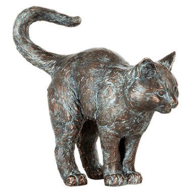 Gartenskulptur 'Stehende junge Katze', Bronze