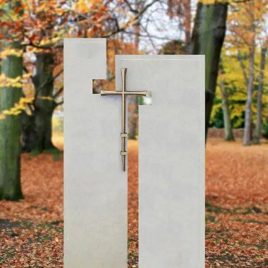 Grabstein für Einzelgrab mit Kreuz & Grabstein Kalkstein modernes Design
