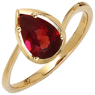 Granat-Schmuck aus Gelbgold & SIGO Damen Ring 585 Gold Gelbgold 1 Granat rot Goldring