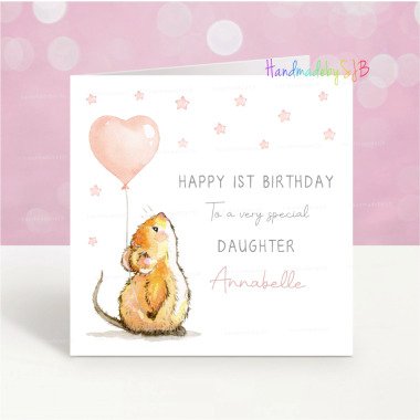 Personalisierte Maus Geburtstagskarte, Alter/Beziehung