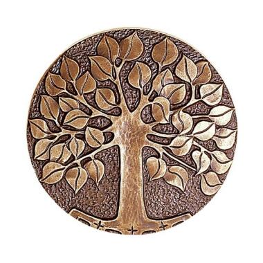 Rundes Baumrelief aus Bronze oder Aluminium Relief Baum / Bronze Patina grün