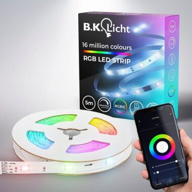 B.K.Licht LED-Streifen Wifi RGBIC, 150-flammig