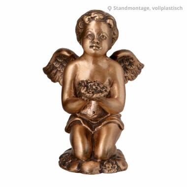 Engel Figur in Gold & Bronze Engel Skulptur mit Blumen Engel Auris