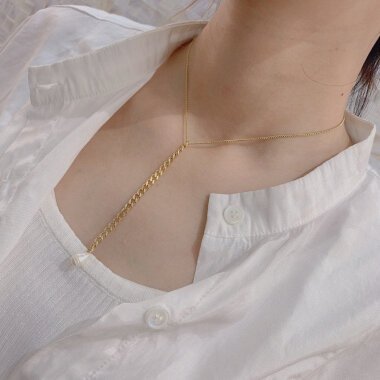 Gold Halskette Mit Echten Barock Perlen, 14K Solid Kette, Schicke Schmuck