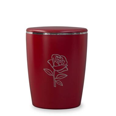 Grab Urnen Modell in Rot & Kreative Öko Asche Urne mit Rose aus Naturstoff