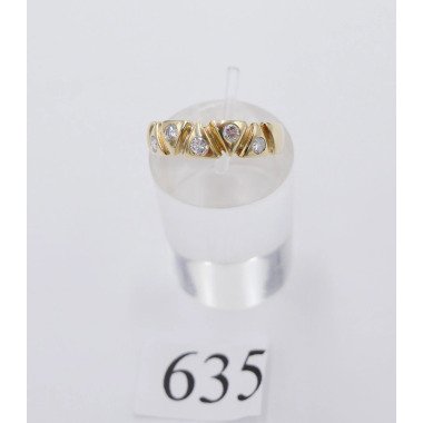 Halbmemory Damen Gelbgold Ring Mit 5 Brillanten 0, 25 Ct 585 14K Gr. 56
