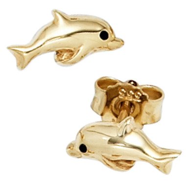 Kinder Ohrstecker Delfin 333 Gold Gelbgold Ohrringe Kinderohrringe CJ