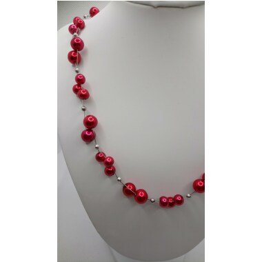 Perlenkette Rot Glasperlen Kette Geschenk, Glasperlenkette Mit Roten Und