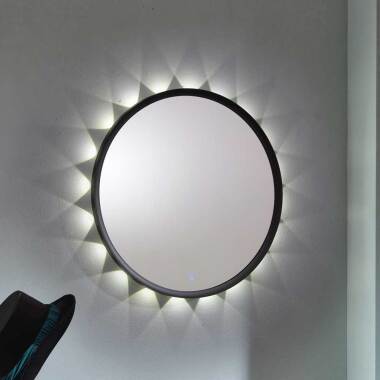 Runder Spiegel mit LED Beleuchtung Anthrazit