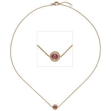 SIGO Collier Halskette 585 Gold Rotgold 1 Turmalin pink 16 Diamanten Brillanten