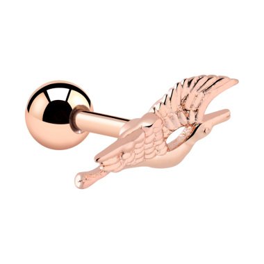Tragus Piercing mit Vogel Design, Rosé Vergoldeter Chirurgenstahl / Rosé