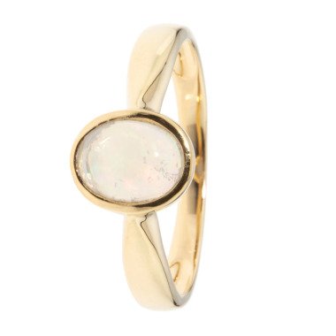 Vergoldeter Ring mit Opal & Solitär-Ring Afrik. Opal, Silber 925 vergoldet
