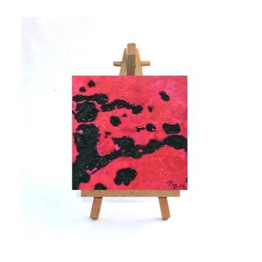 Abstraktes Bild & Bild Abstrakt Auf Leinwand 20 X 3, 5 cm Rot Magenta Pink