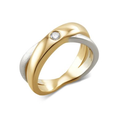 Croisé-Ring, LG-Brillant, Silber 925 bicolor  18 bicolor