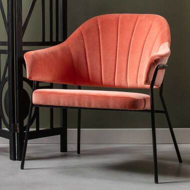 Designer TV-Sessel & Einzelsessel in Apricot Samt Retro Design