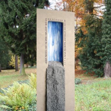 Doppelgrabstein mit Glas & Doppelgrabstein Naturstein moderne Grabsteinkunst