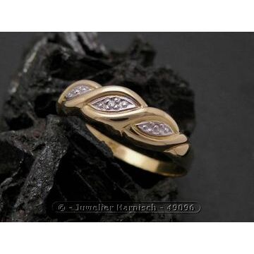 Gold Ring bezaubernd Gold 750 bicolor Diamant Goldring Gr. 5