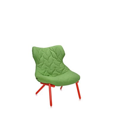 Kartell - Foliage Sessel - Gestell rot - Wollstoff grün