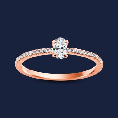 Micro Caress Oval Ring 14k Rosegold  / 0.30ct