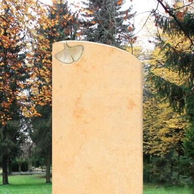 Naturstein Grabmal Urnengrab mit Ginkgo Ginkgo