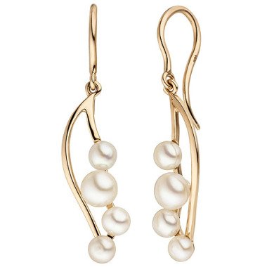 Ohrhänger mit Perlen & SIGO Ohrhänger 585 Gold Rotgold 8 Süßwasser Perlen Ohrringe Perlenohrring