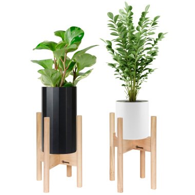 Outsunny Blumenständer 2er Set aus Holz Pflanzenständer Set mit unterschiedlichen Höhen