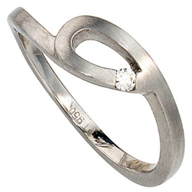 SIGO Damen Ring 950 Platin matt 1 Diamant Brillant 0,04ct. Platinring