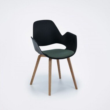 Stuhl mit Armlehne FALK schwarz solid oiled oak dunkeloliv