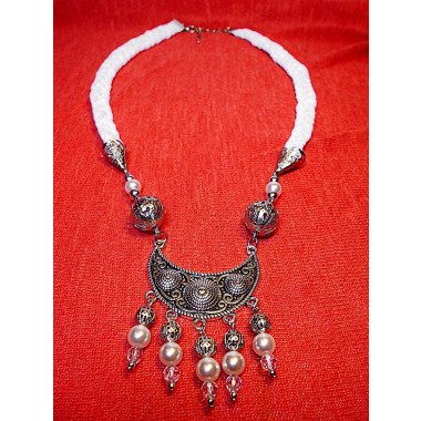 Textil-Halskette Mit Perlen, Schmuck Perlenkette, Hochzeit&braut , Handgemacht